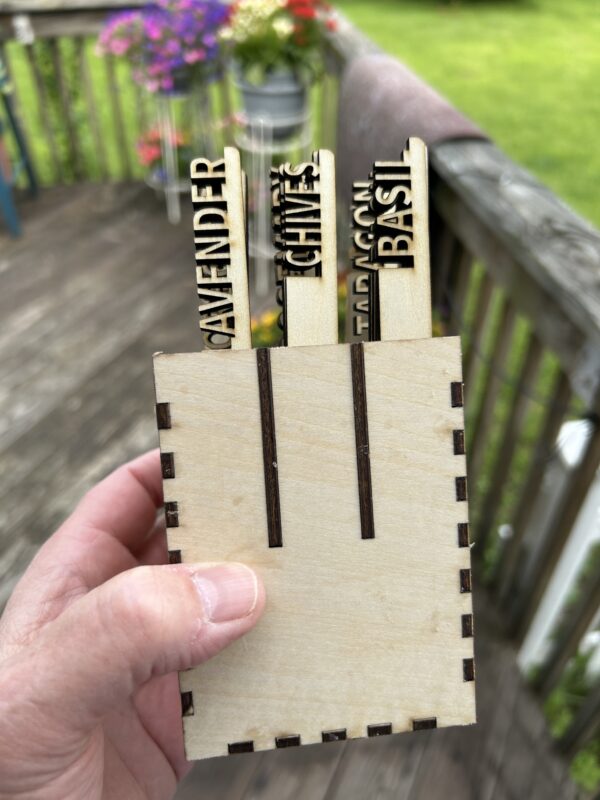 Hand-Crafted wooden garden stakes for herbs and plants. Rustic, made to order, and perfect for any charming herb garden.
