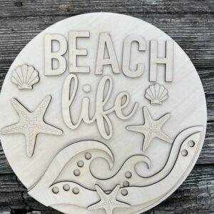 DIY ‘Beach Life’ Wood Sign – 12in Square, Blank & Ready to Paint