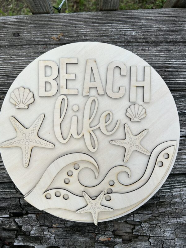 DIY ‘Beach Life’ Wood Sign – 12in Square, Blank & Ready to Paint