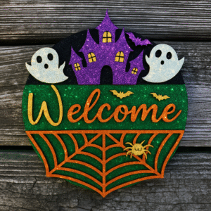 Halloween Yard Stake | Door Hanger | Shelf Sitter – Unfinished Round Wood DIY Craft Kit