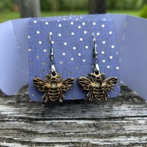 wood bumble bee earrings