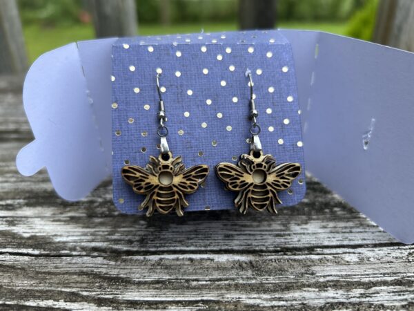 wood bumble bee earrings