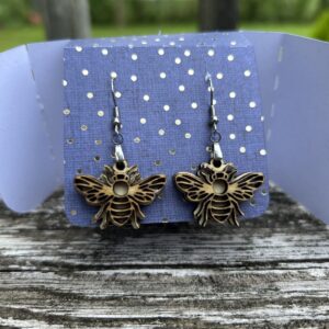 wood bumble bee earrings