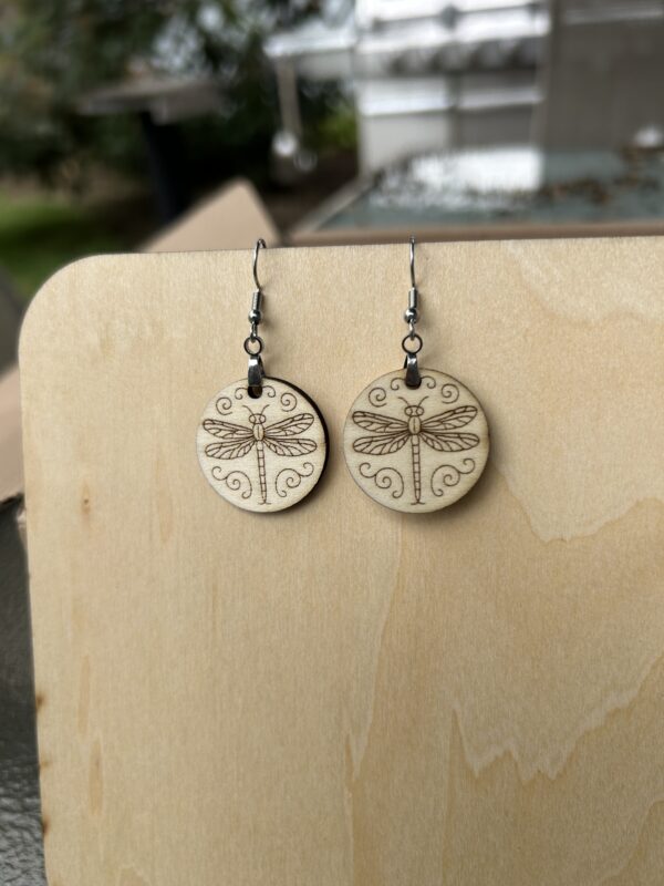 Handmade Wood Dragonfly Earrings - Lightweight Nature Jewelry with Hypoallergenic Stainless Steel French Hooks - Image 4