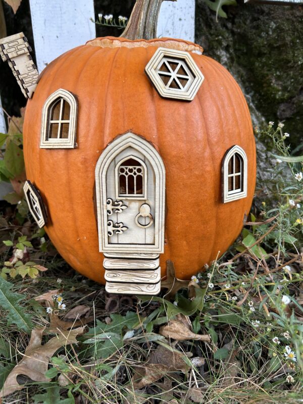 gothic ornate pumpkin fairy house kit - DIY