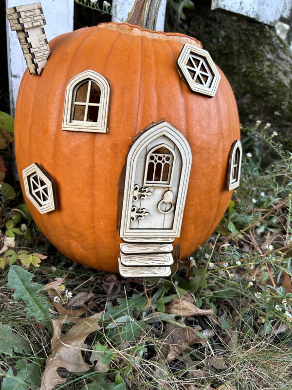 gothic ornate pumpkin fairy house kit - DIY