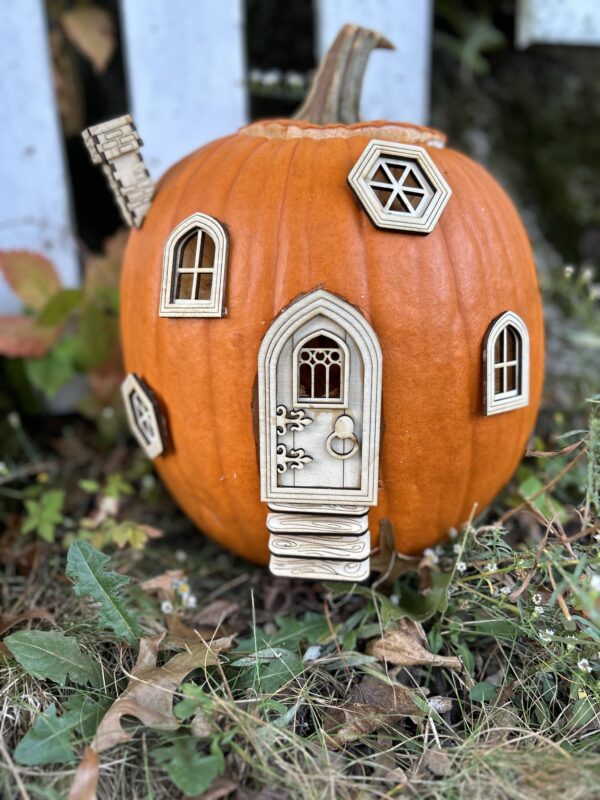 gothic ornate pumpkin fairy house kit - DIY