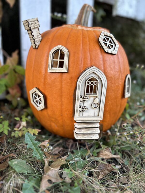gothic ornate pumpkin fairy house kit - DIY