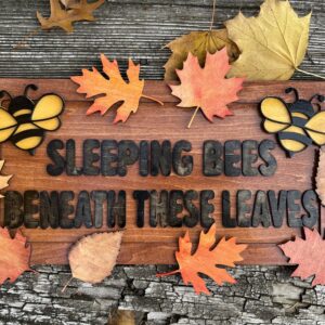 Bees beneath the leaves diy wood sign
