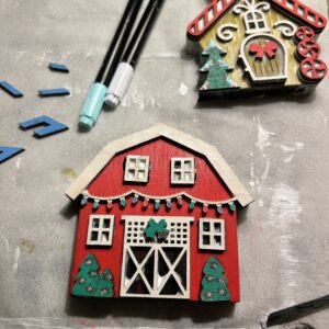 DIY Christmas Village Craft Kit | Vintage Wooden House